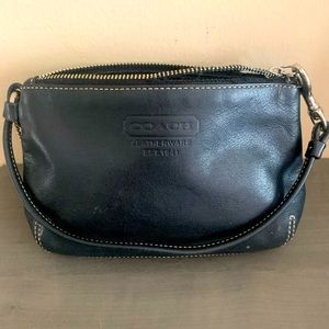 Black Leather COACH wristlet